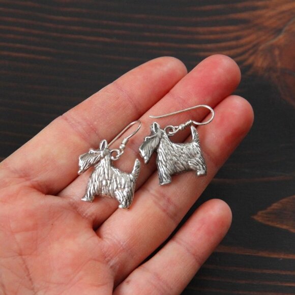 Sterling Dog Earrings Scottish Terrier - Picture 1 of 5